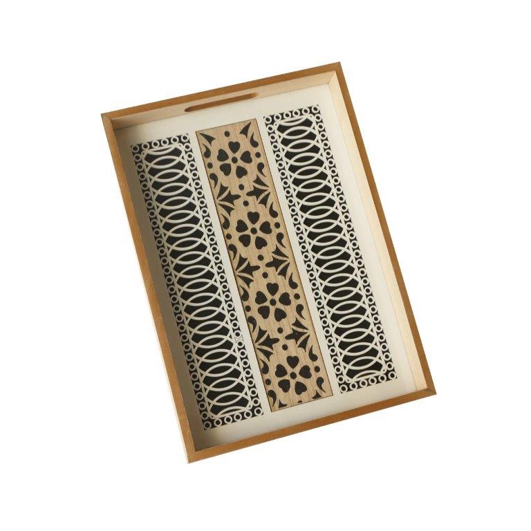 Abstract Deco Food Tray MDF Rectangle Serving Tray Set of 2 Pcs