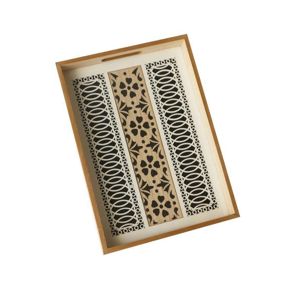 Abstract Deco Food Tray MDF Rectangle Serving Tray Set of 2 Pcs