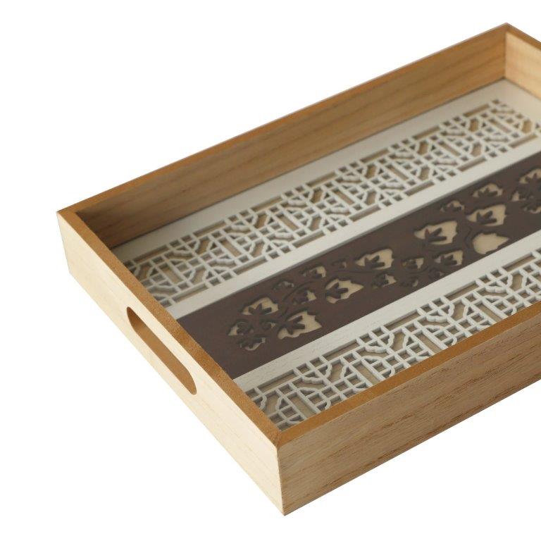 Abstract Deco Food Tray MDF Rectangle Serving Tray Set of 2 Pcs