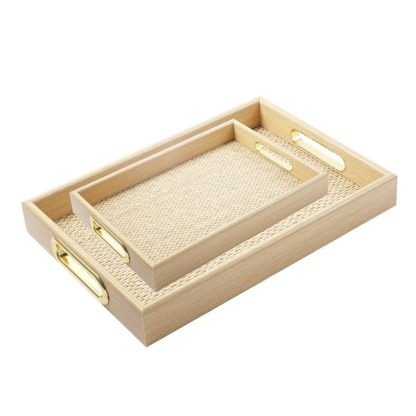 Abstract Deco Food Tray MDF Rectangle Serving Tray Set of 2 Pcs 30*20/36*25 cm