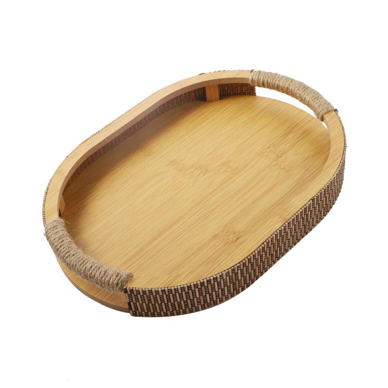 Abstract Deco Food Tray MDF Oval Serving Tray Set of 2 Pcs 32*23/37*27 cm