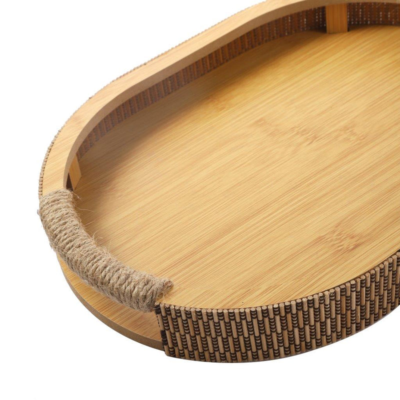 Abstract Deco Food Tray MDF Oval Serving Tray Set of 2 Pcs 32*23/37*27 cm