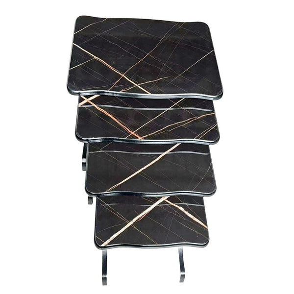 Rectangular Nesting Coffee Table Abstract Design Set of 4 Pcs