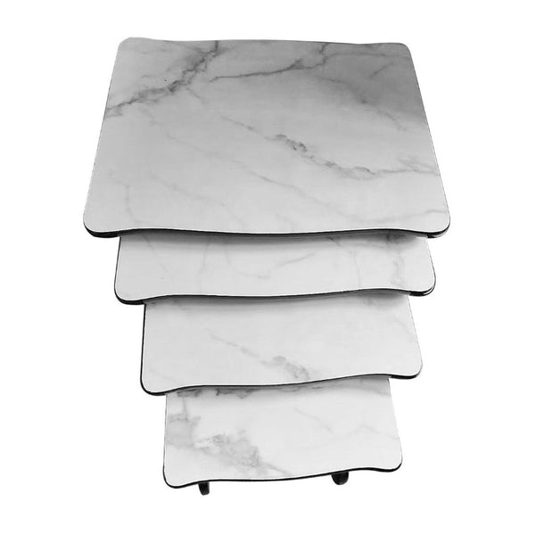 Rectangular Nesting Coffee Table Abstract Design Set of 4 Pcs