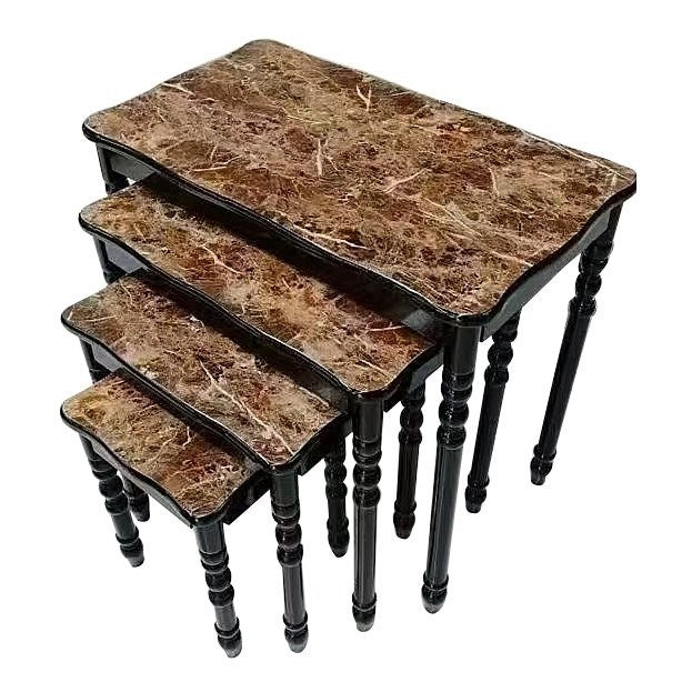 Rectangular Nesting Coffee Table Abstract Design Set of 4 Pcs