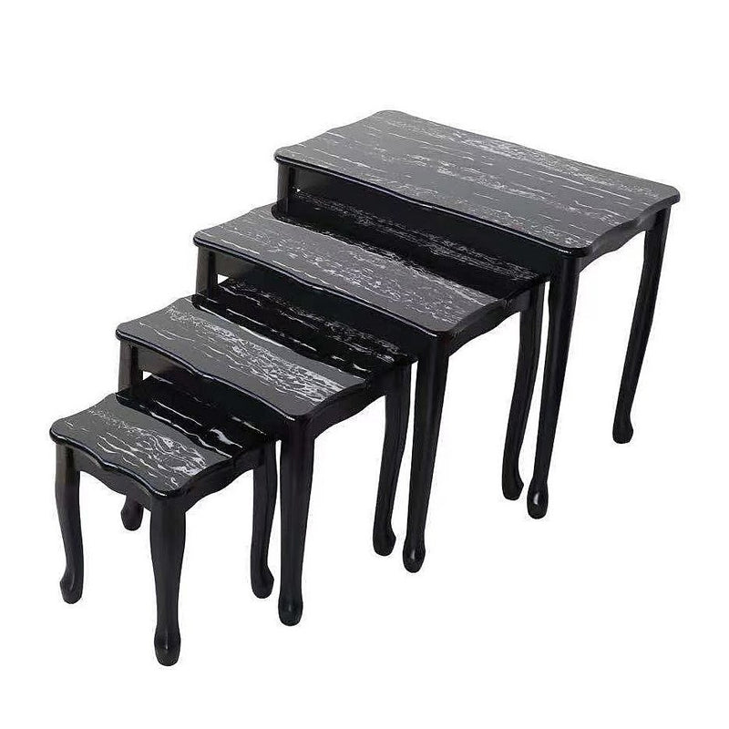 Rectangular Nesting Coffee Table Abstract Design Set of 4 Pcs