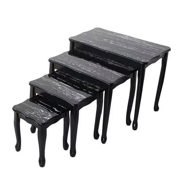 Rectangular Nesting Coffee Table Abstract Design Set of 4 Pcs