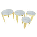 Round Metal Accent Coffee Table Abstract Design Set of 4 Pcs