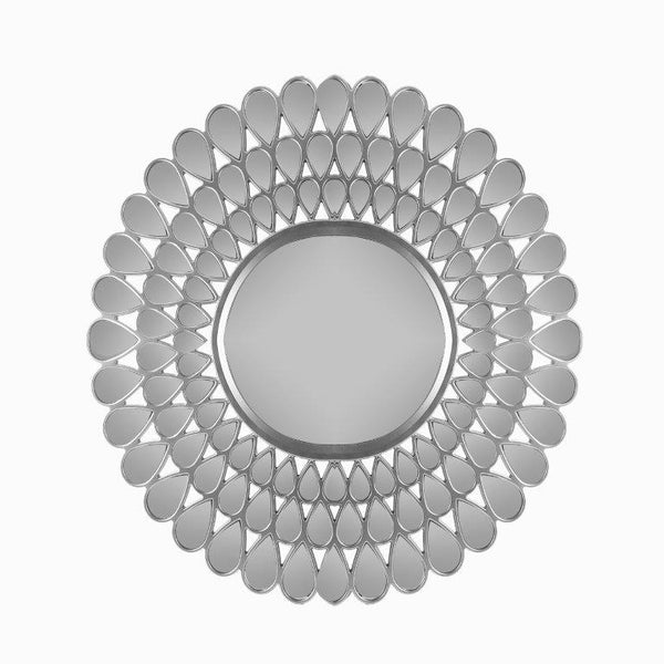 Decorative Silver Abstract Wall Mirror 61 cm