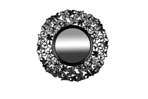 Decorative Abstract Shape Round Silver Frame Wall Mirror 61 cm