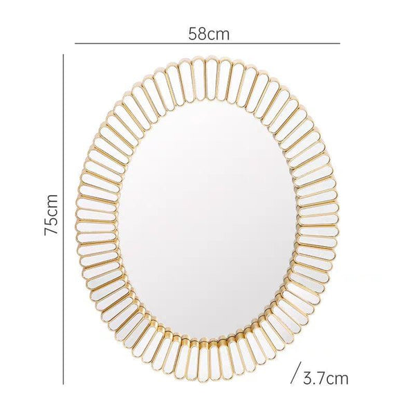Decorative Abstract Design Oval Silver Frame Wall Mirror 57*74 cm