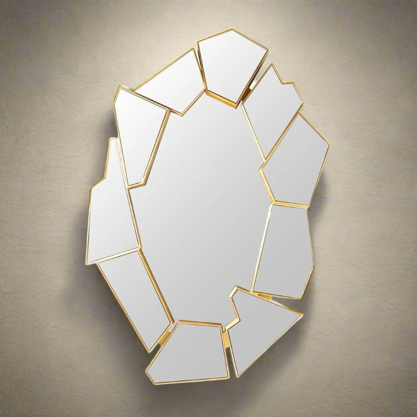 Decorative Abstract Shape Gold Glass Frame Wall Mirror 57*74 cm