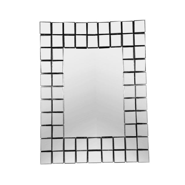 Decorative Abstract Design Rectangle Silver Frame Wall Mirror 60*80 cm