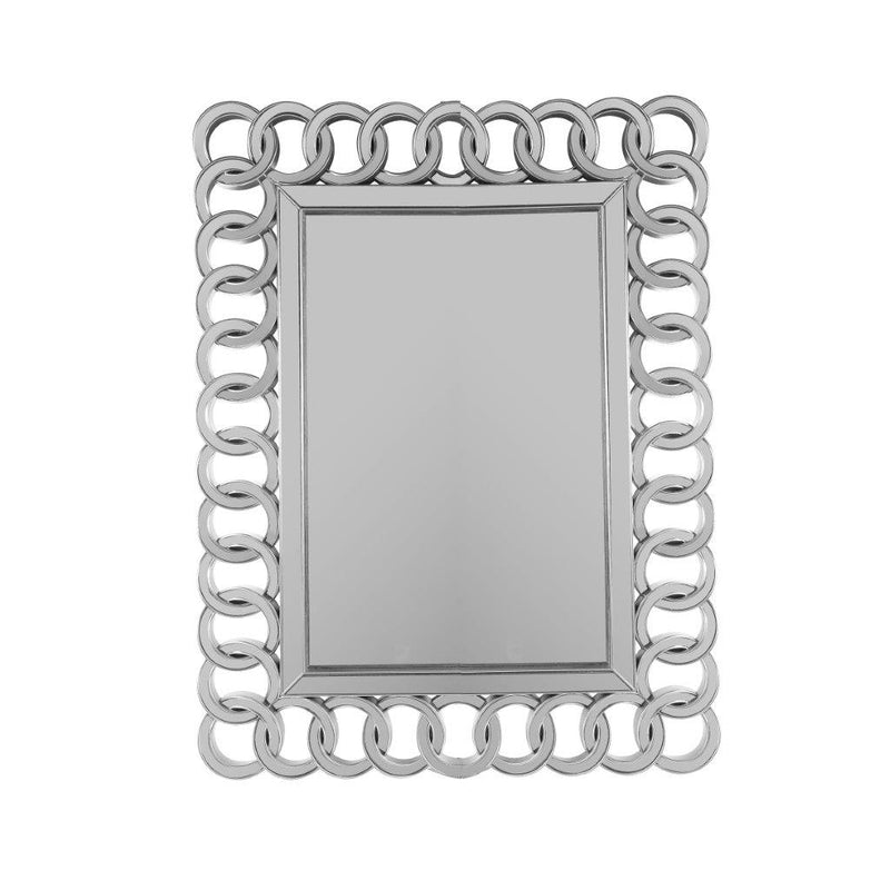 Decorative Abstract Design Rectangle Silver Frame Wall Mirror 57*74 cm