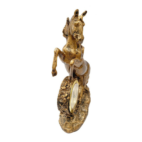 Sculpture Statue Resin Figurine Horse Deco Clock 30 cm