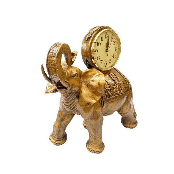 Sculpture Statue Resin Figurine Elephant Deco Clock 34 cm