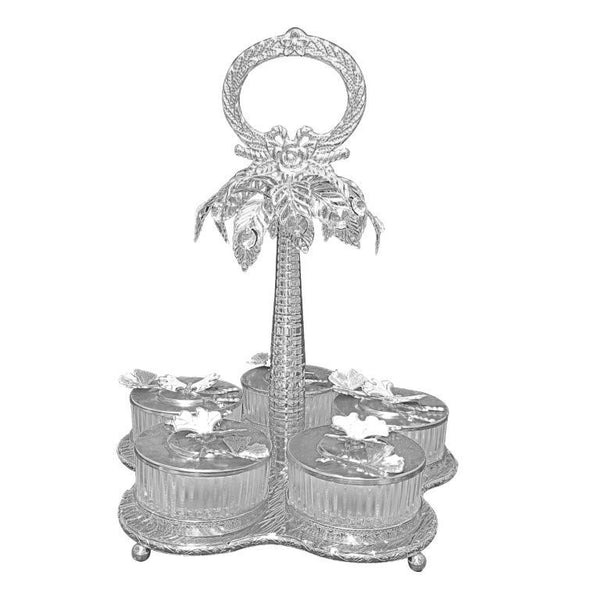Palm Tree Metal Candy Jar Set of 5 Pcs