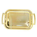 Deco Gold Metal Rectangular Serving Tray Set of 2 Pcs 39*28/33*24 cm