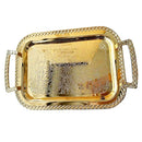 Deco Gold Metal Rectangle Serving Tray Set of 2 with Handle 39*28/33*24 cm