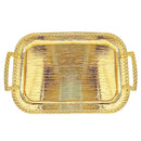 Deco Gold Metal Rectangle Serving Tray Set of 2 with Handle 39*28/33*24 cm