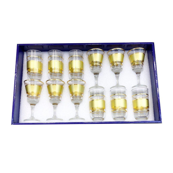 Moroccan Design Gold Drinking Glass Tunblers Set of 12 Pcs 6.5*12/7.5*15 cm