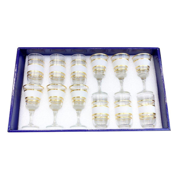 Moroccan Design White Drinking Glass Tunblers Set of 12 Pcs 6.5*12/7.5*15 cm