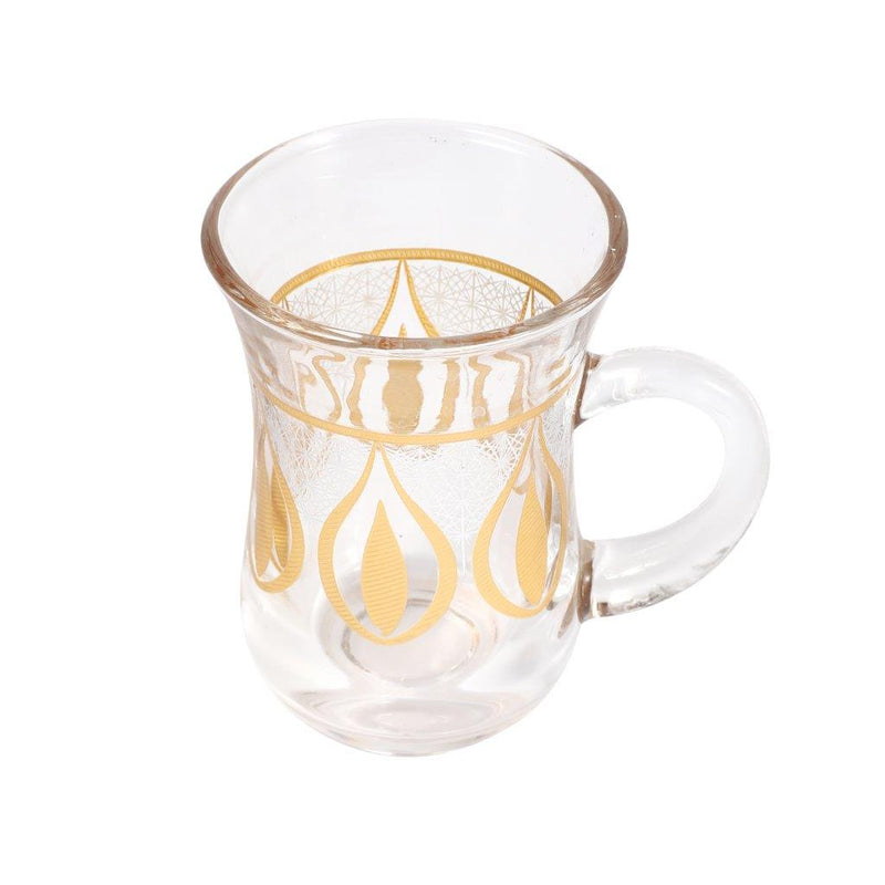 Moroccan Design Glass Tea Cups and Saucer Set of 24 Pcs 11/6*5/6.5*9 cm