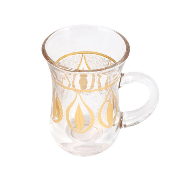 Moroccan Design Glass Tea Cups and Saucer Set of 24 Pcs 11/6*5/6.5*9 cm
