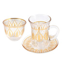 Moroccan Design Glass Tea Cups and Saucer Set of 24 Pcs 11/6*5/6.5*9 cm