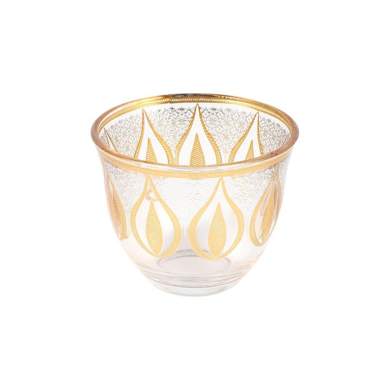 Moroccan Design Glass Tea Cups and Saucer Set of 24 Pcs 11/6*5/6.5*9 cm