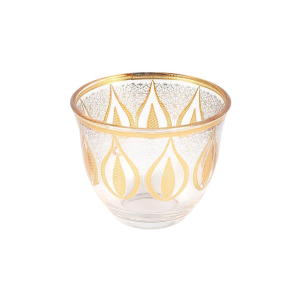 Moroccan Design Glass Tea Cups and Saucer Set of 24 Pcs 11/6*5/6.5*9 cm