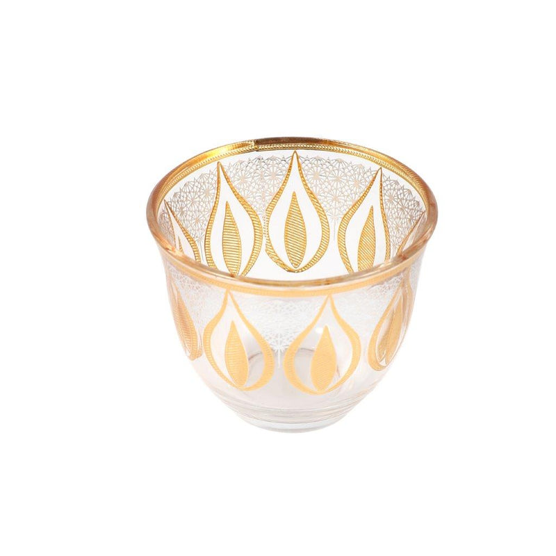 Moroccan Design Glass Tea Cups and Saucer Set of 24 Pcs 11/6*5/6.5*9 cm