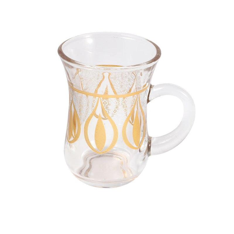 Moroccan Design Glass Tea Cups and Saucer Set of 24 Pcs 11/6*5/6.5*9 cm