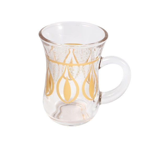 Moroccan Design Glass Tea Cups and Saucer Set of 24 Pcs 11/6*5/6.5*9 cm