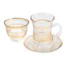 Moroccan Design Gold Drinking Glass Tea Cups and Saucer Set of 36 Pcs 11/6*5/6.5*9 cm **
