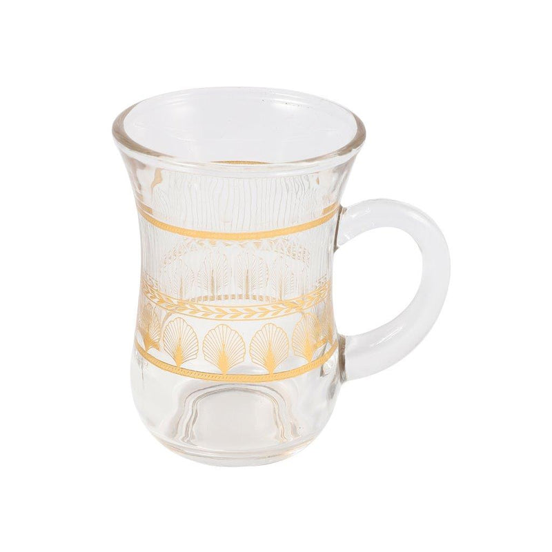 Moroccan Design Gold Drinking Glass Tea Cups and Saucer Set of 36 Pcs 11/6*5/6.5*9 cm **