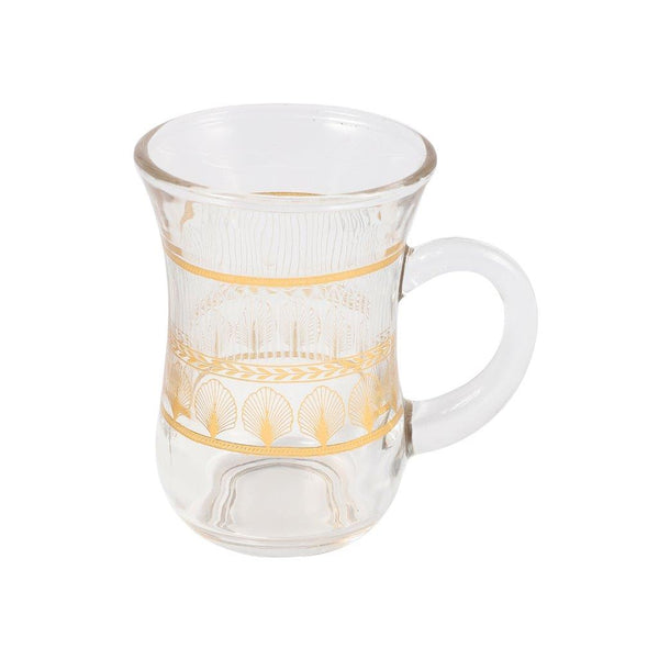 Moroccan Design Gold Drinking Glass Tea Cups and Saucer Set of 36 Pcs 11/6*5/6.5*9 cm **