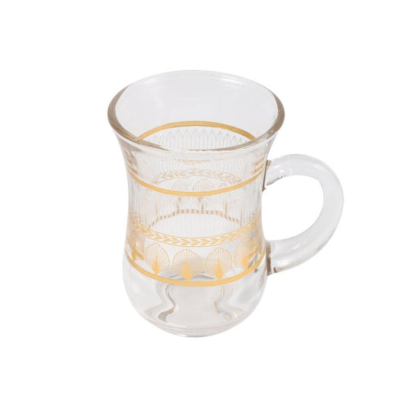 Moroccan Design Gold Drinking Glass Tea Cups and Saucer Set of 36 Pcs 11/6*5/6.5*9 cm **