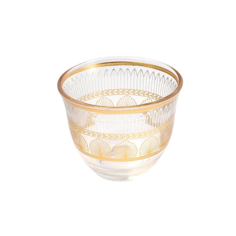 Moroccan Design Gold Drinking Glass Tea Cups and Saucer Set of 36 Pcs 11/6*5/6.5*9 cm **