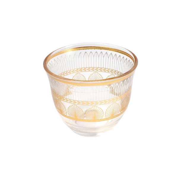 Moroccan Design Gold Drinking Glass Tea Cups and Saucer Set of 36 Pcs 11/6*5/6.5*9 cm **