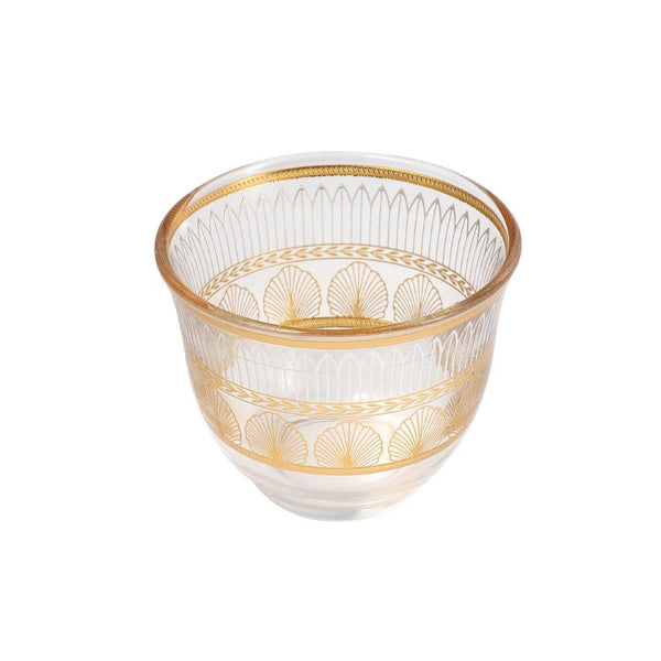 Moroccan Design Gold Drinking Glass Tea Cups and Saucer Set of 36 Pcs 11/6*5/6.5*9 cm **