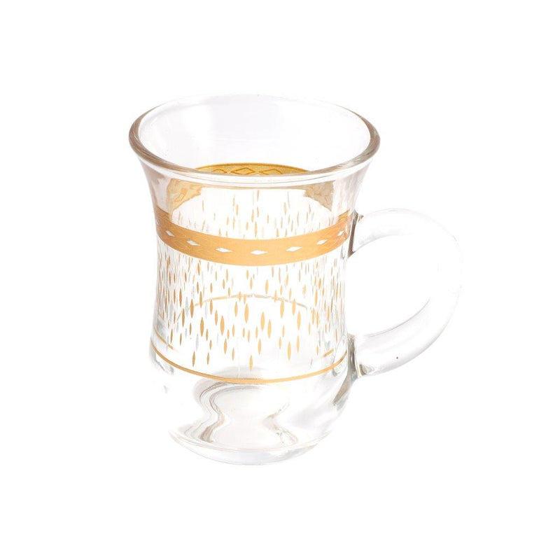 Moroccan Design Gold Drinking Glass Tea Cups and Saucer Set of 36 Pcs 11/6*5/6.5*9 cm **