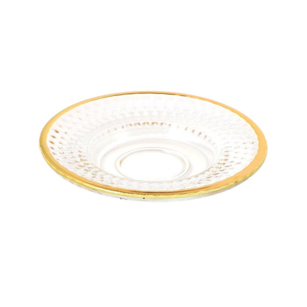 Moroccan Design Glass Tea Cups and Saucer Set of 6 Pcs 11/5.5*8 cm **