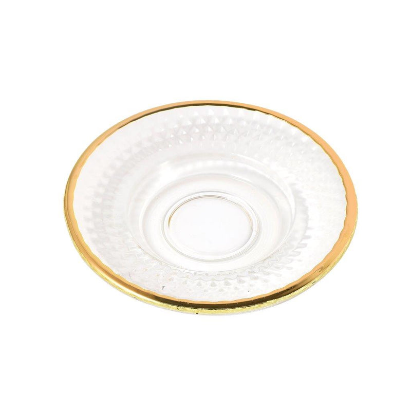 Moroccan Design Glass Tea Cups and Saucer Set of 6 Pcs 11/5.5*8 cm **