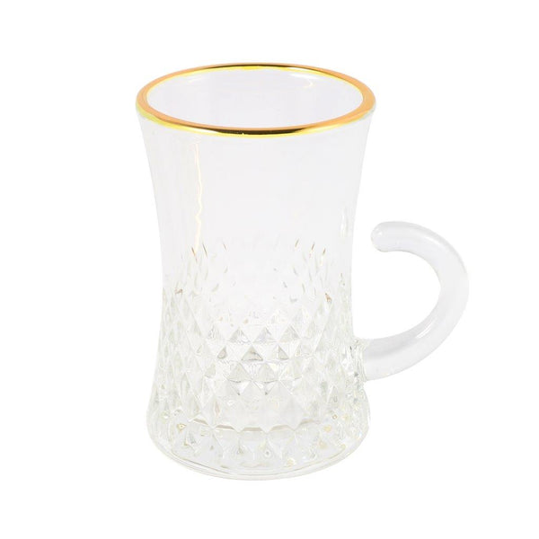 Moroccan Design Glass Tea Cups and Saucer Set of 6 Pcs 11/5.5*8 cm **