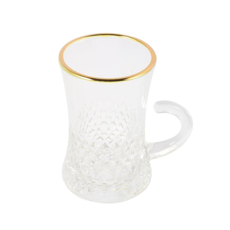 Moroccan Design Glass Tea Cups and Saucer Set of 6 Pcs 11/5.5*8 cm **