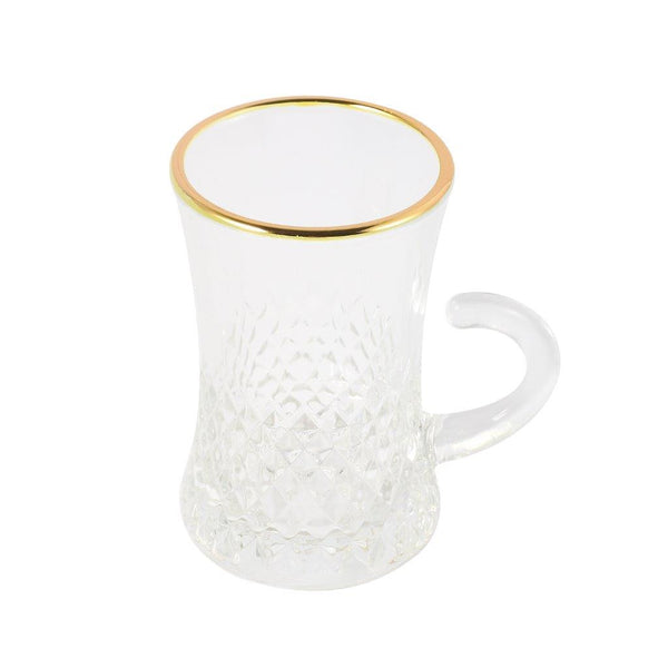 Moroccan Design Glass Tea Cups and Saucer Set of 6 Pcs 11/5.5*8 cm **