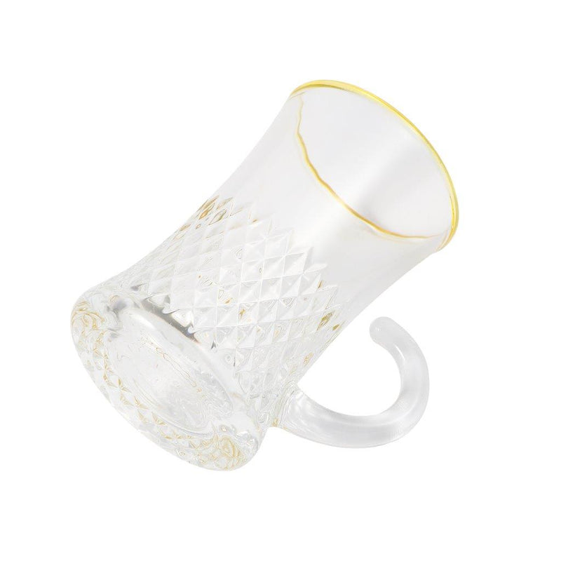 Moroccan Design Glass Tea Cups and Saucer Set of 6 Pcs 11/5.5*8 cm **