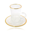 Moroccan Design Glass Tea Cups and Saucer Set of 6 Pcs 11/5.5*8 cm **