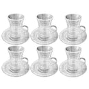Lead Free Glass Tea Cup with Saucer Set of 6 Pcs 41*61*2/61*61 cm